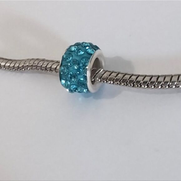 Silver‎ Blue with Blue Rhinestones Charm for Pandora Style Bracelet - Picture 2 of 3